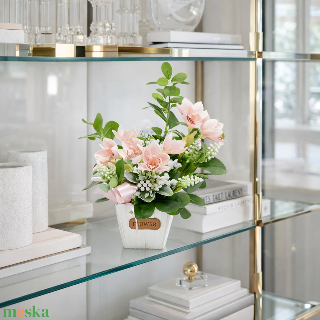  Pasztell virágkompozíció kaspóban � elegáns, romantikus dekoráció  - otthon & életmód - virágdekoráció - virágok - virágbox - Meska.hu