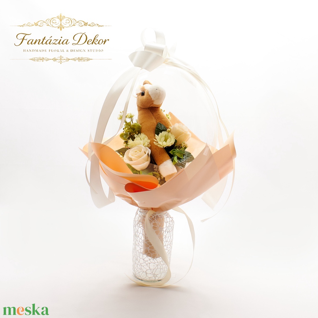 ��� Ovis ballagási csokor � plüss figurával ��� - otthon & életmód - virágdekoráció - virágok - virágcsokor - Meska.hu