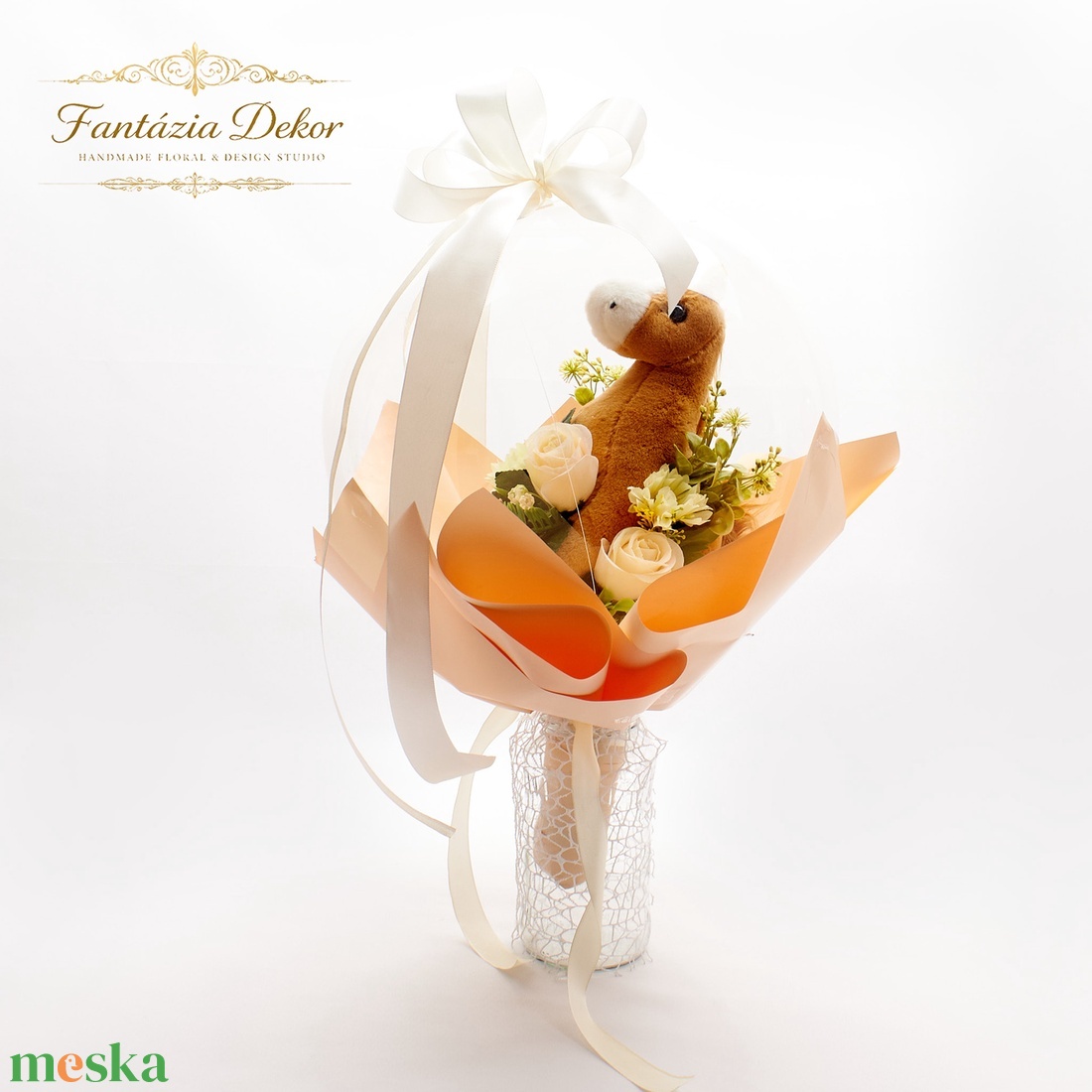 ��� Ovis ballagási csokor � plüss figurával ��� - otthon & életmód - virágdekoráció - virágok - virágcsokor - Meska.hu