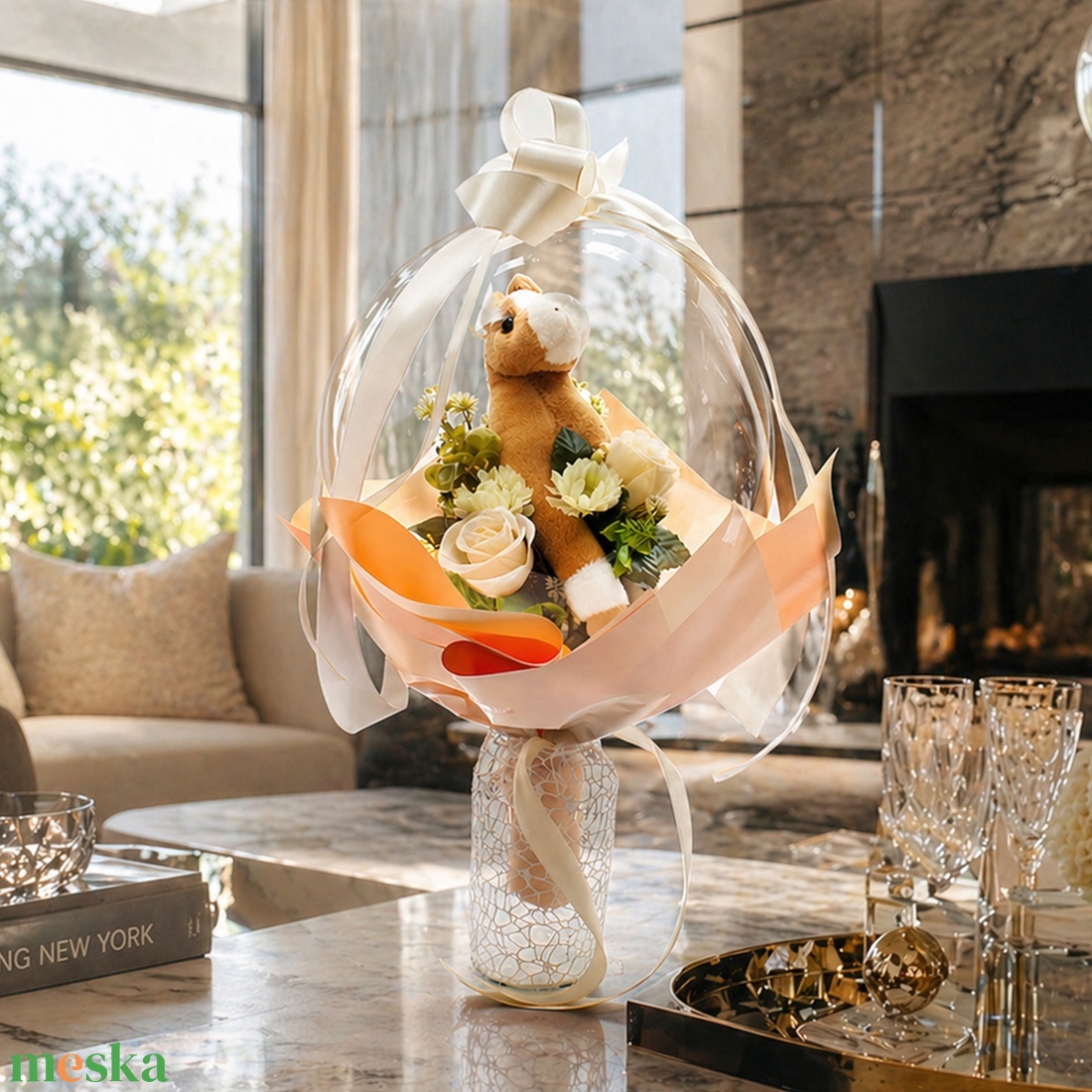 ��� Ovis ballagási csokor � plüss figurával ��� - otthon & életmód - virágdekoráció - virágok - virágcsokor - Meska.hu