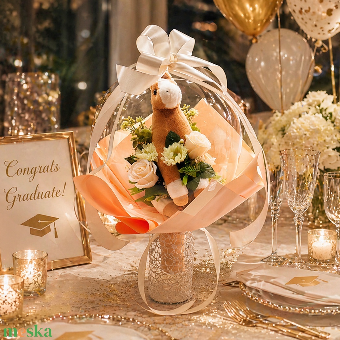 ��� Ovis ballagási csokor � plüss figurával ��� - otthon & életmód - virágdekoráció - virágok - virágcsokor - Meska.hu