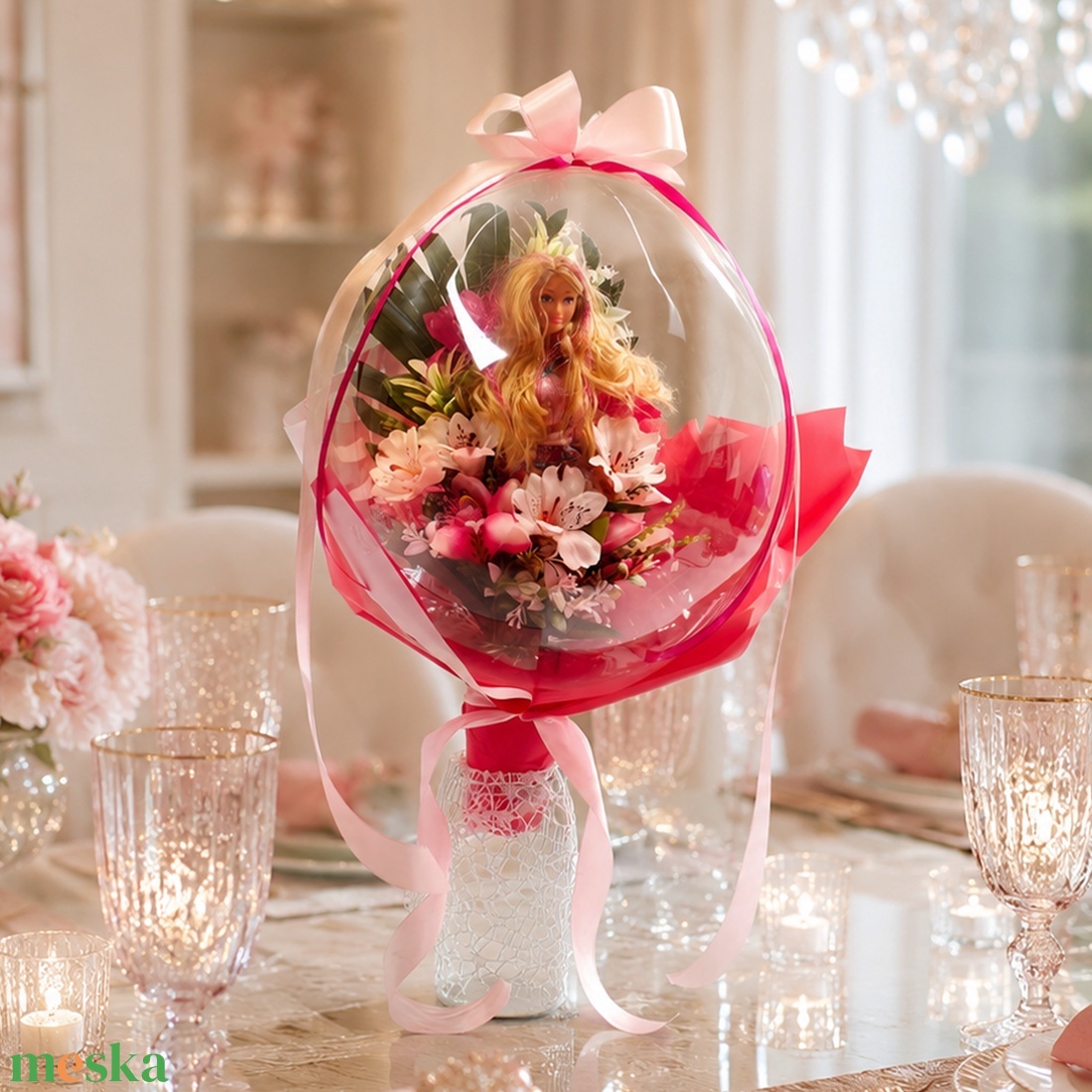 � Ovis ballagási Barbie csokor � - otthon & életmód - virágdekoráció - virágok - virágcsokor - Meska.hu