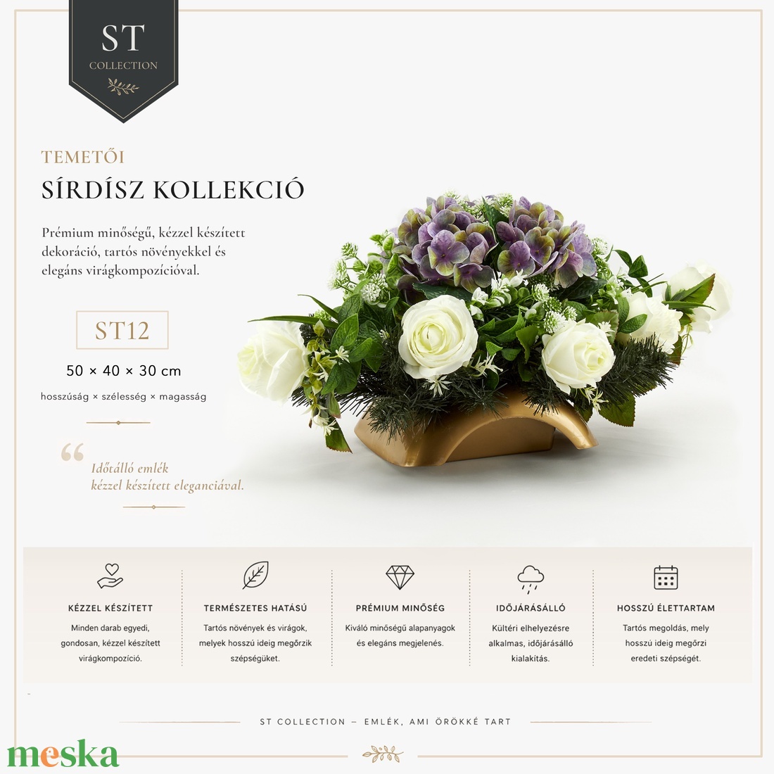 Elegáns lila-fehér kegyeleti sírdísz - otthon & életmód - vallás - temetkezési tárgy - sírdísz, kegyeleti dísz - Meska.hu