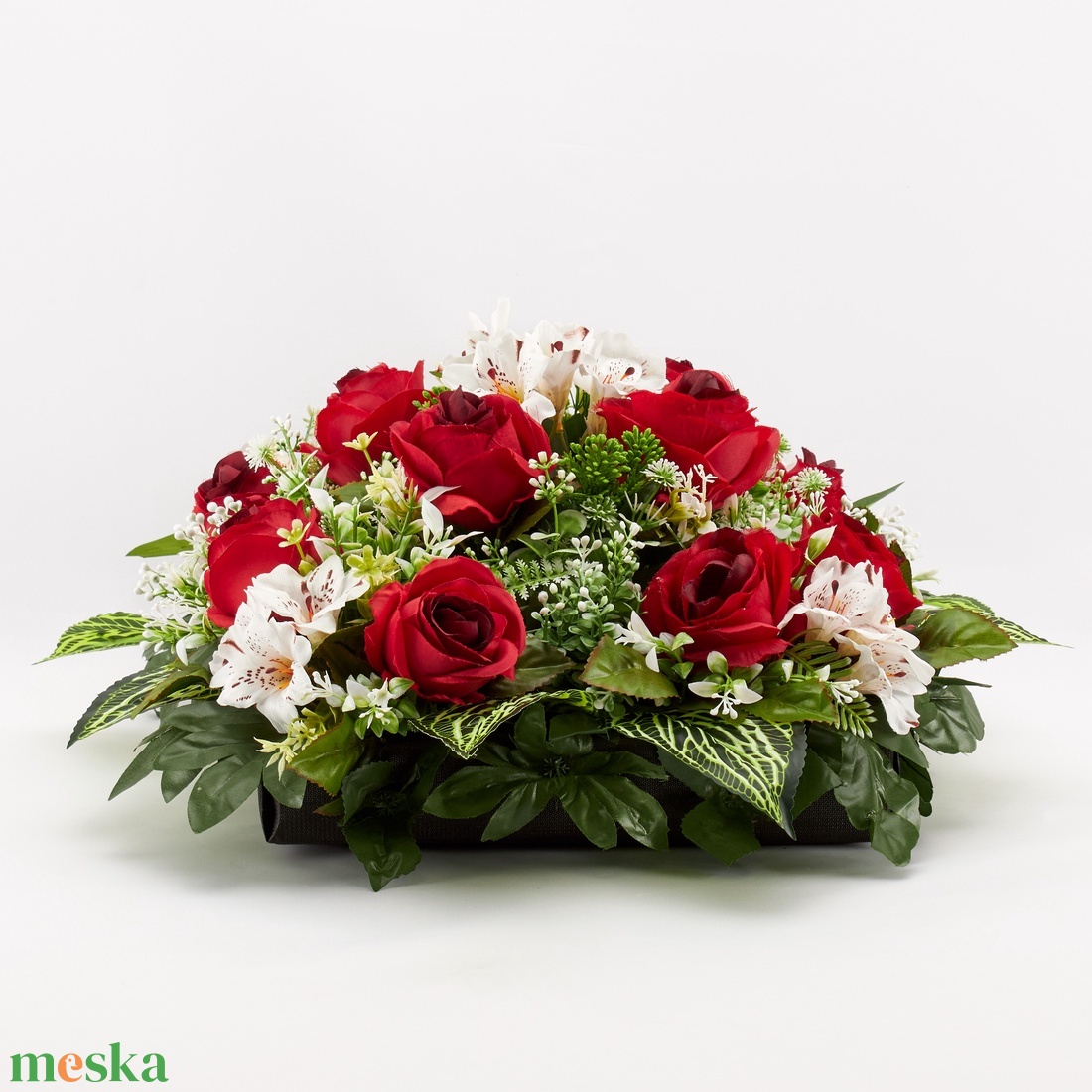  Elegáns vörös rózsás kegyeleti sírdísz - otthon & életmód - vallás - temetkezési tárgy - sírdísz, kegyeleti dísz - Meska.hu