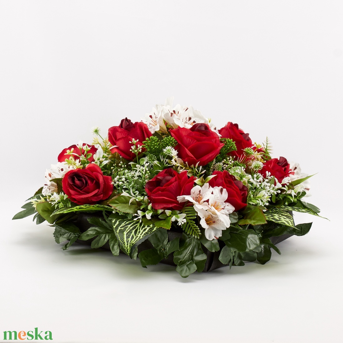  Elegáns vörös rózsás kegyeleti sírdísz - otthon & életmód - vallás - temetkezési tárgy - sírdísz, kegyeleti dísz - Meska.hu