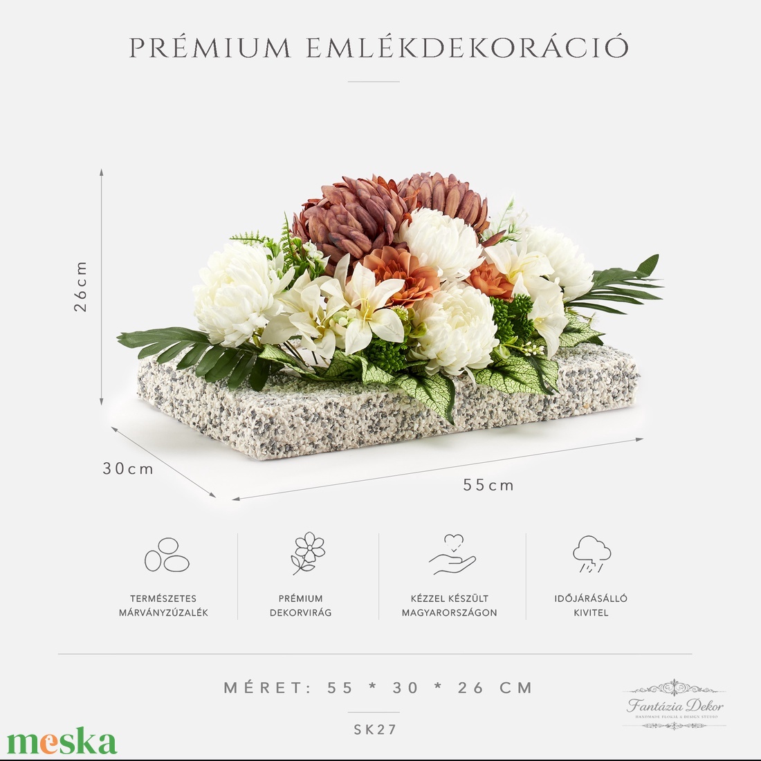 Prémium kegyeleti sírdekoráció � elegáns, időtálló emlék - otthon & életmód - vallás - temetkezési tárgy - sírdísz, kegyeleti dísz - Meska.hu