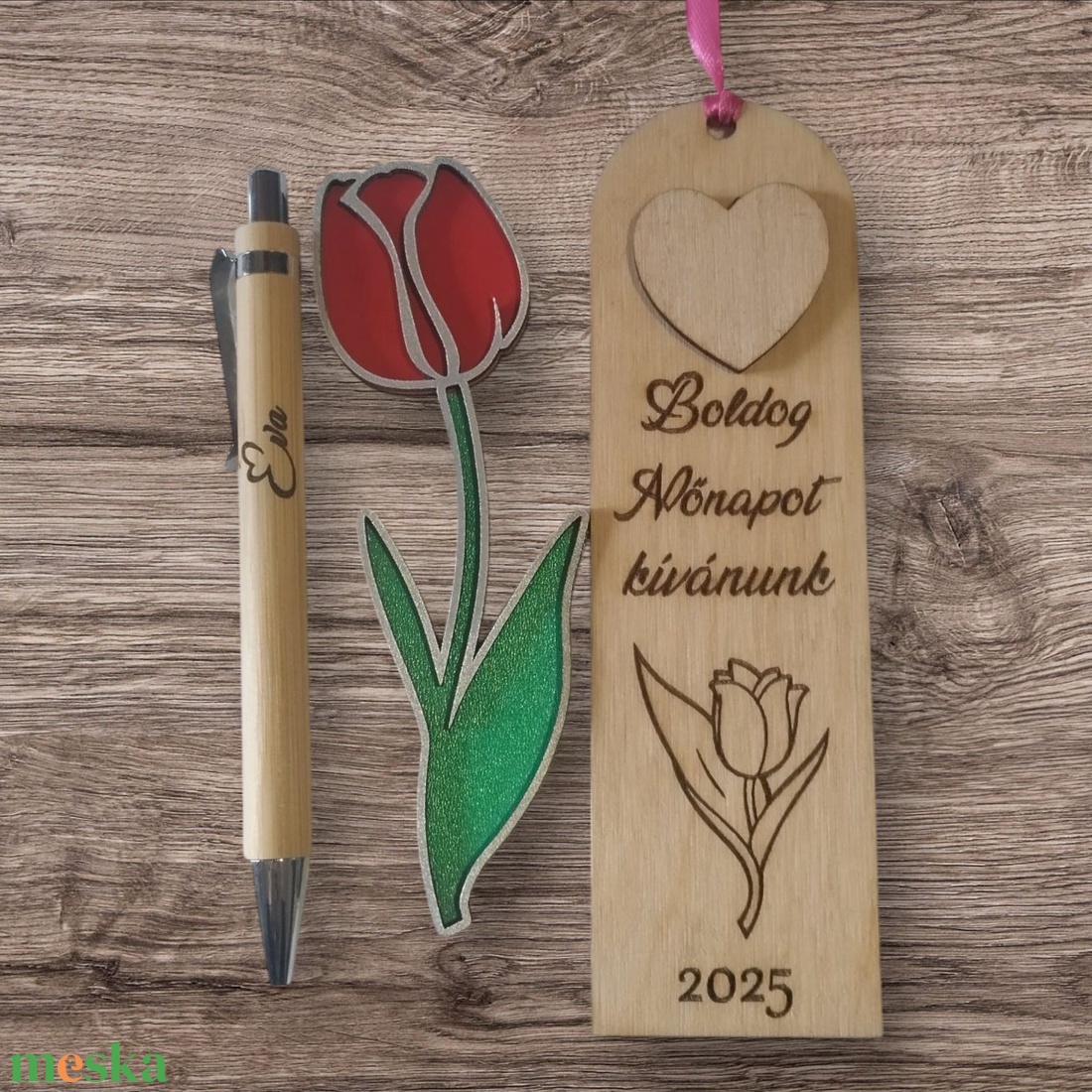 Egyedi, névreszóló könyvjelző és bambusz toll � virágos ajándék - könyv & zene - könyv - Meska.hu