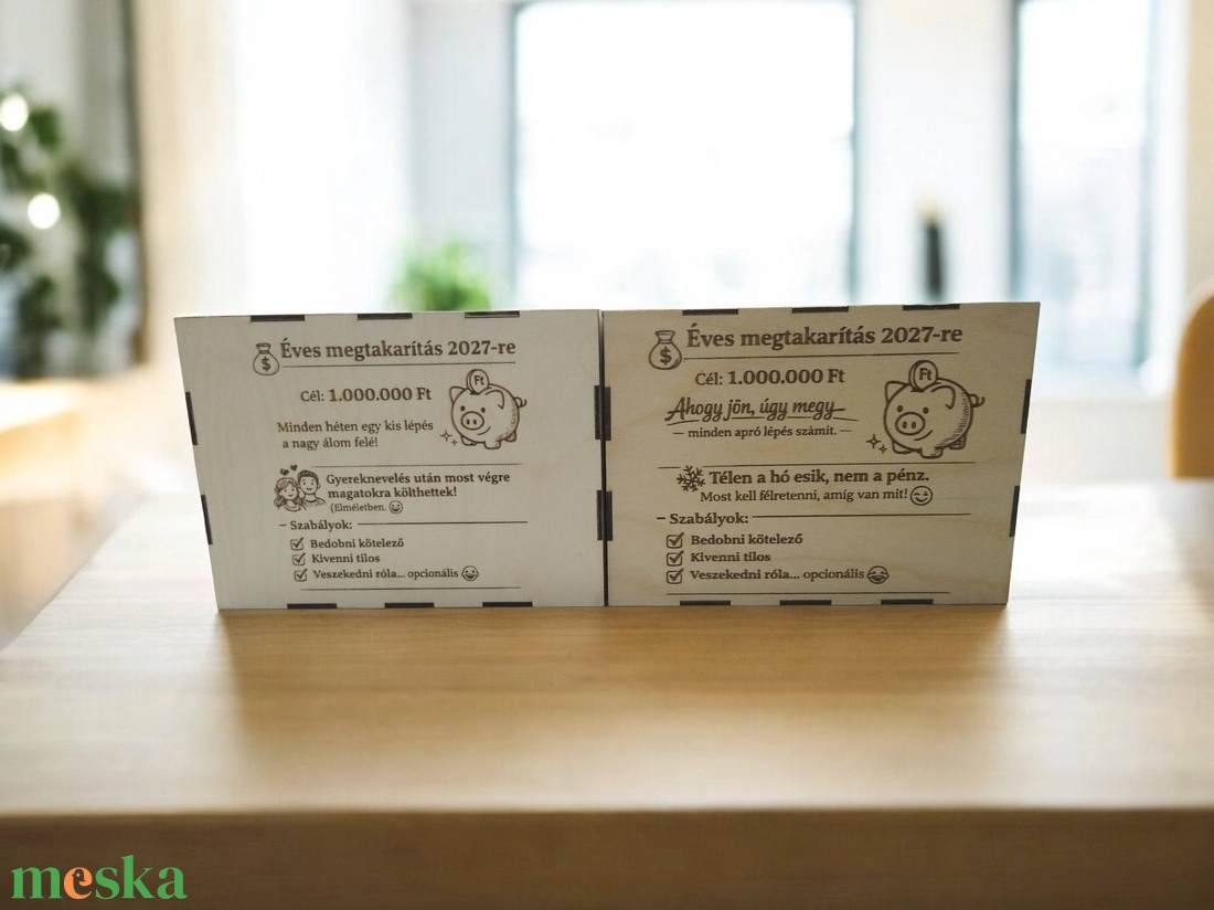 Egyedi, lézergravírozott fa persely - otthon & életmód - dekoráció - asztal és polc dekoráció - persely - Meska.hu