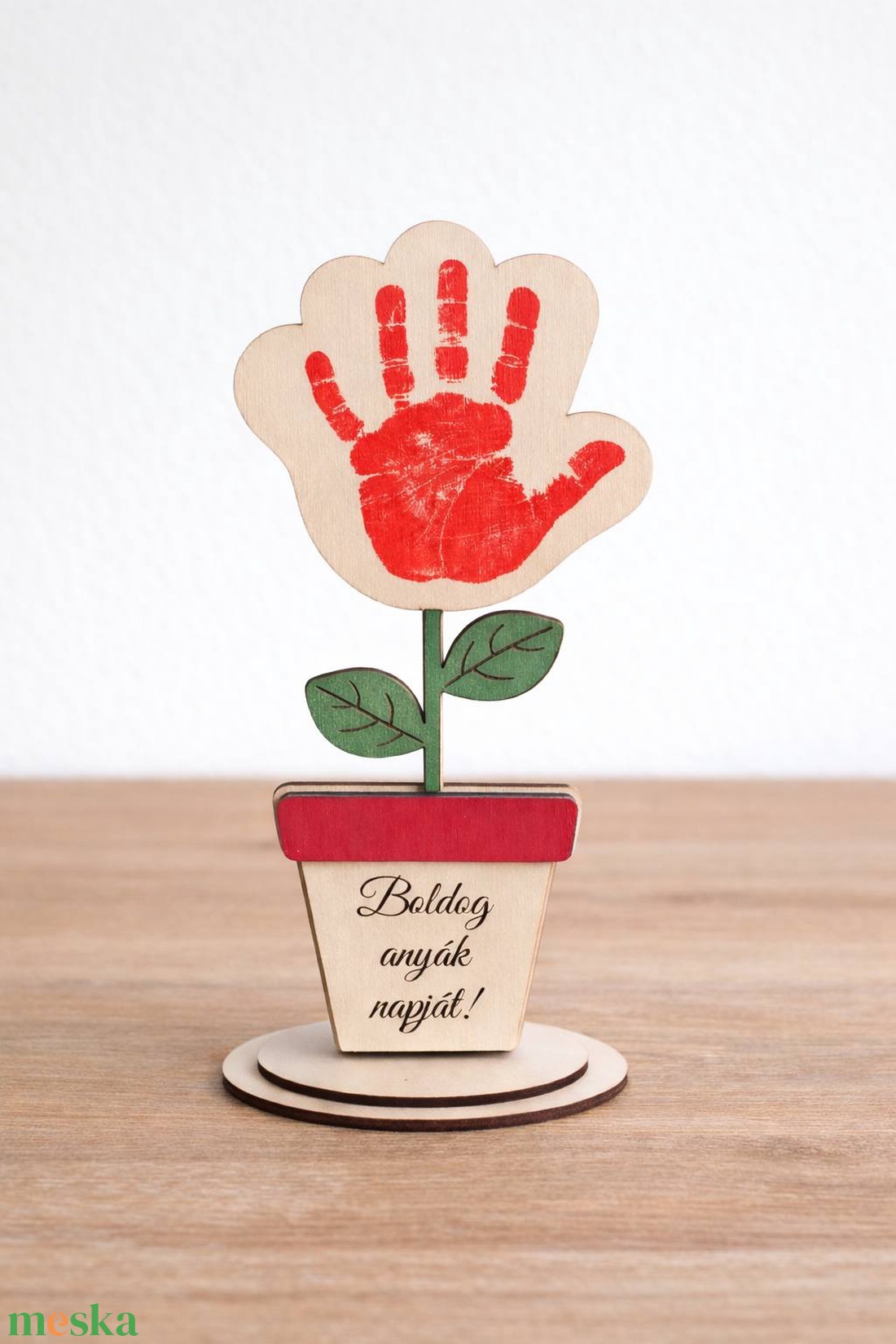 Anyák napi kézlenyomatos virág � egyedi, megható ajándék - otthon & életmód - dekoráció - asztal és polc dekoráció - gravírozott táblák - Meska.hu