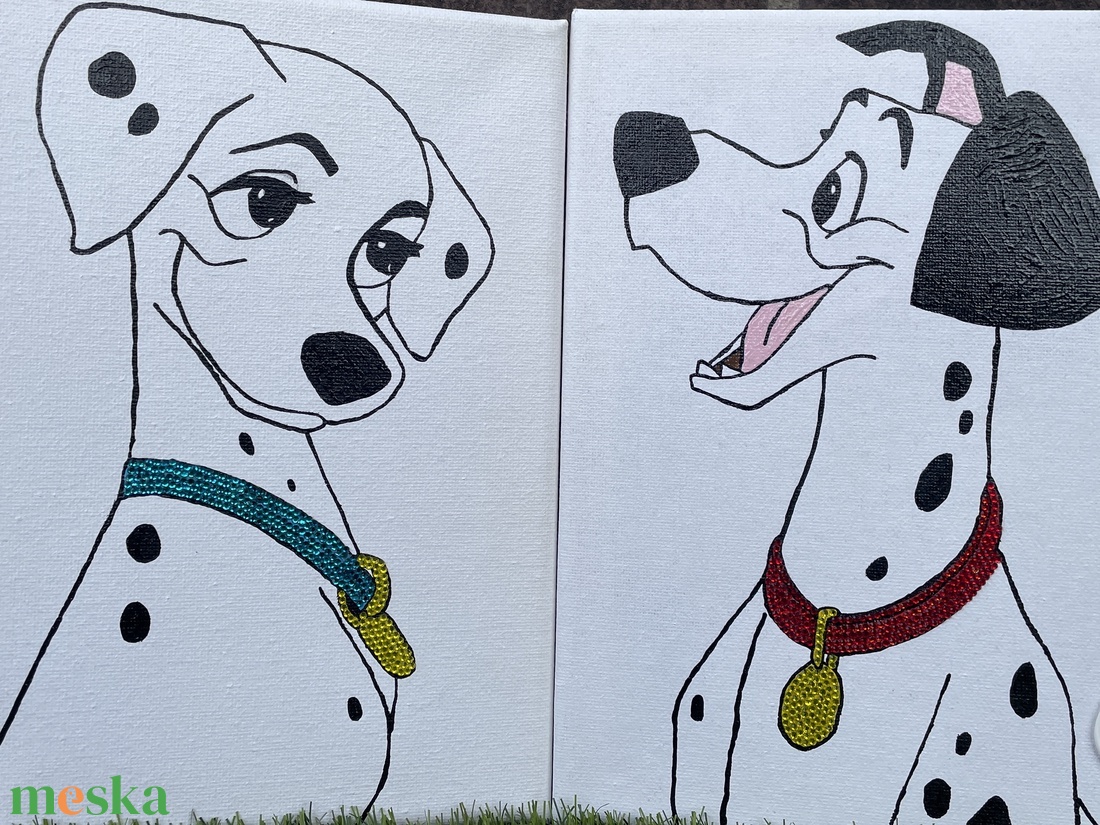 Pongo és Perdita  Kézzel Festett Falikép Szett - művészet - festmény - festmény vegyes technika - Meska.hu