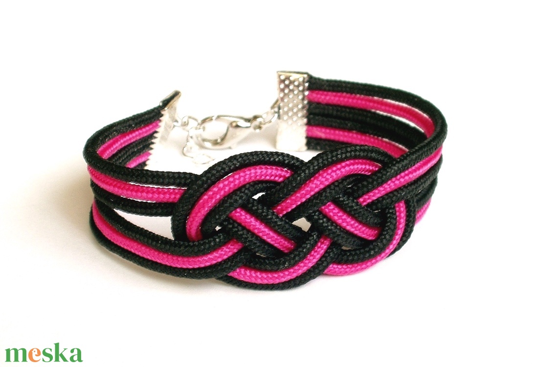 Paracord karkötő magenta-fekete - ékszer - karkötő - fonott karkötő - Meska.hu