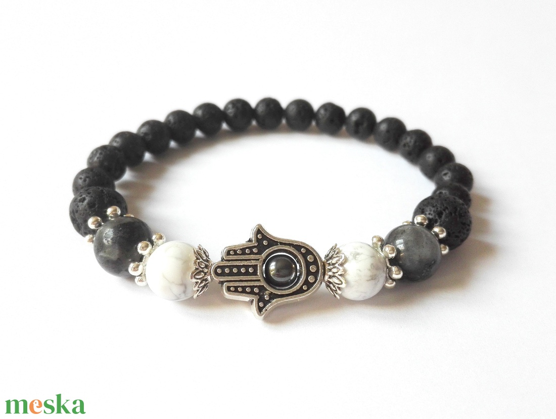 Lávakő karkötő hamsa-kézzel - - Meska.hu Lávakő karkötő hamsa-kézzel - - Meska.hu
