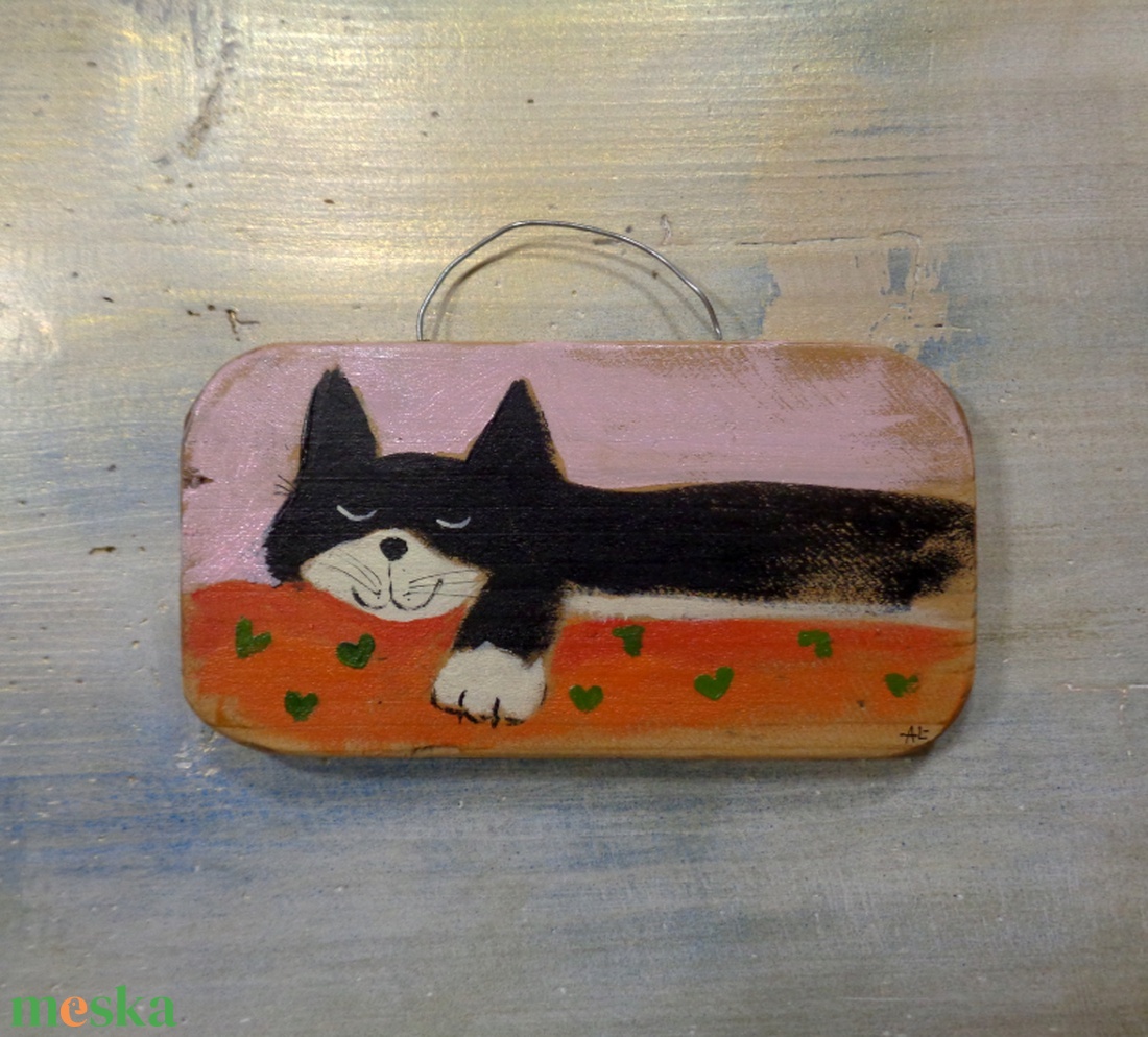 Pihenés - Rusztikus Fatábla, Vicces Ajándék ötlet - Egyedi Falidísz, Konyha, Macska, Cica, Gyerekszoba - otthon & életmód - dekoráció - fali és függő dekoráció - falra akasztható dekor - Meska.hu