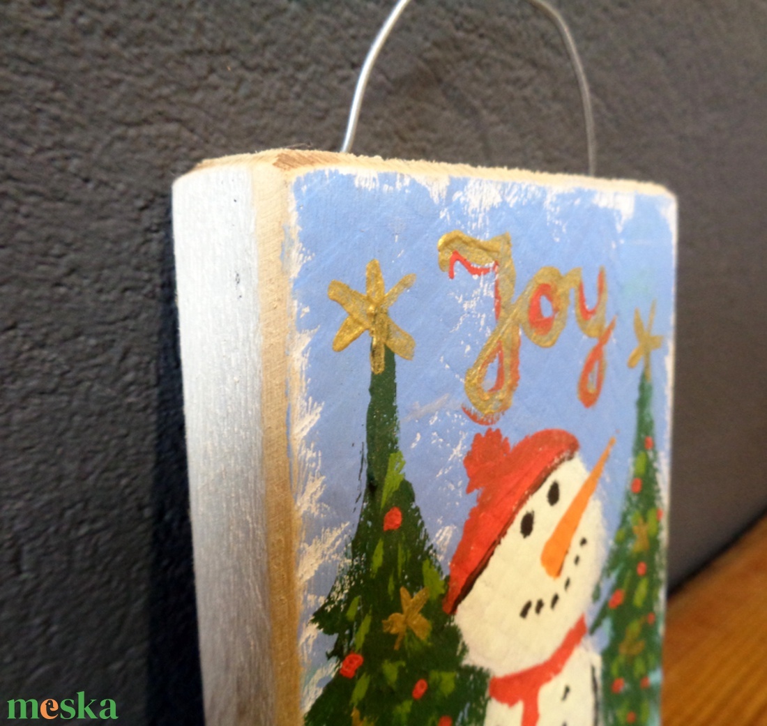 Hóember - Rusztikus fa dekoráció, Karácsonyi ajándék, Gyerekszoba - otthon & életmód - dekoráció - kép & falikép - táblakép - Meska.hu