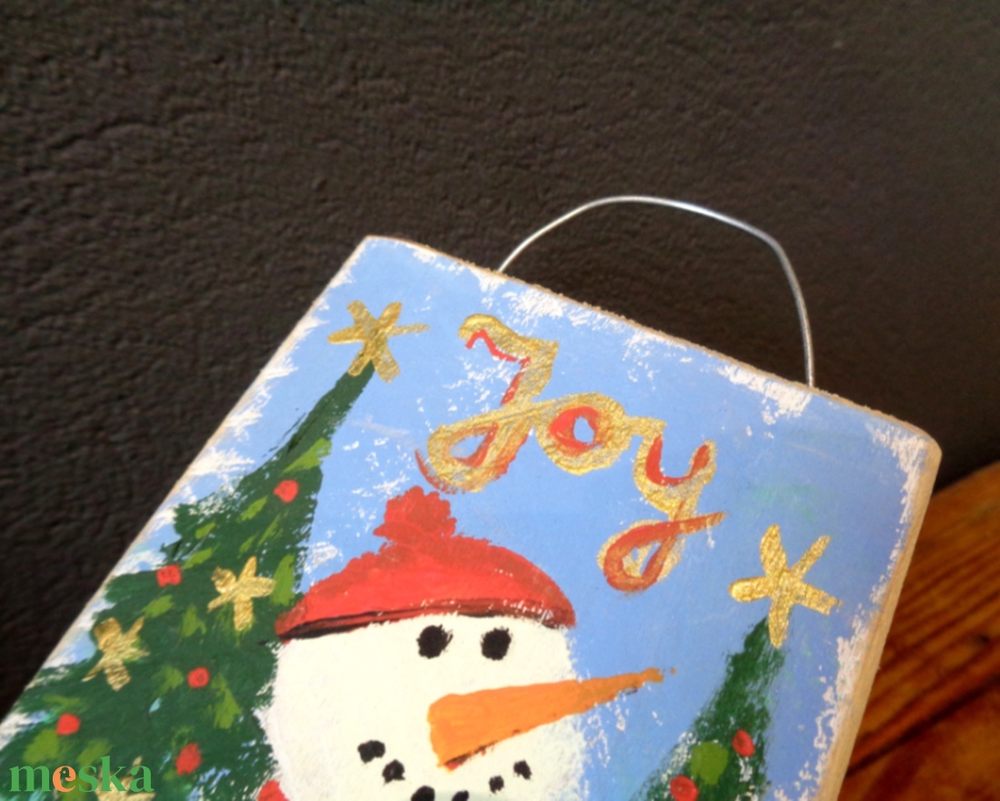 Hóember - Rusztikus fa dekoráció, Karácsonyi ajándék, Gyerekszoba - otthon & életmód - dekoráció - kép & falikép - táblakép - Meska.hu