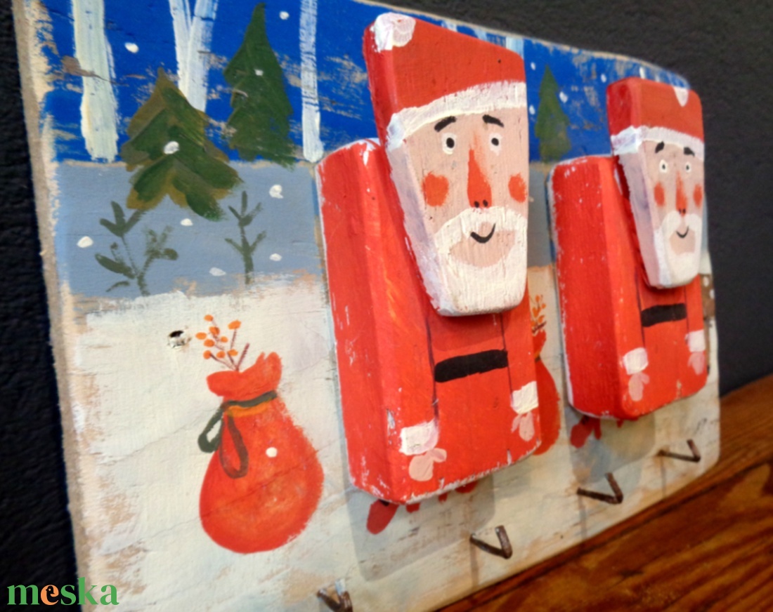 2 Télapó  - fogas/akasztó - Rusztikus Fatábla, Vicces Ajándék ötlet - Egyedi Falidísz - Mikulás, Télapó - otthon & életmód - bútor - fogas - Meska.hu