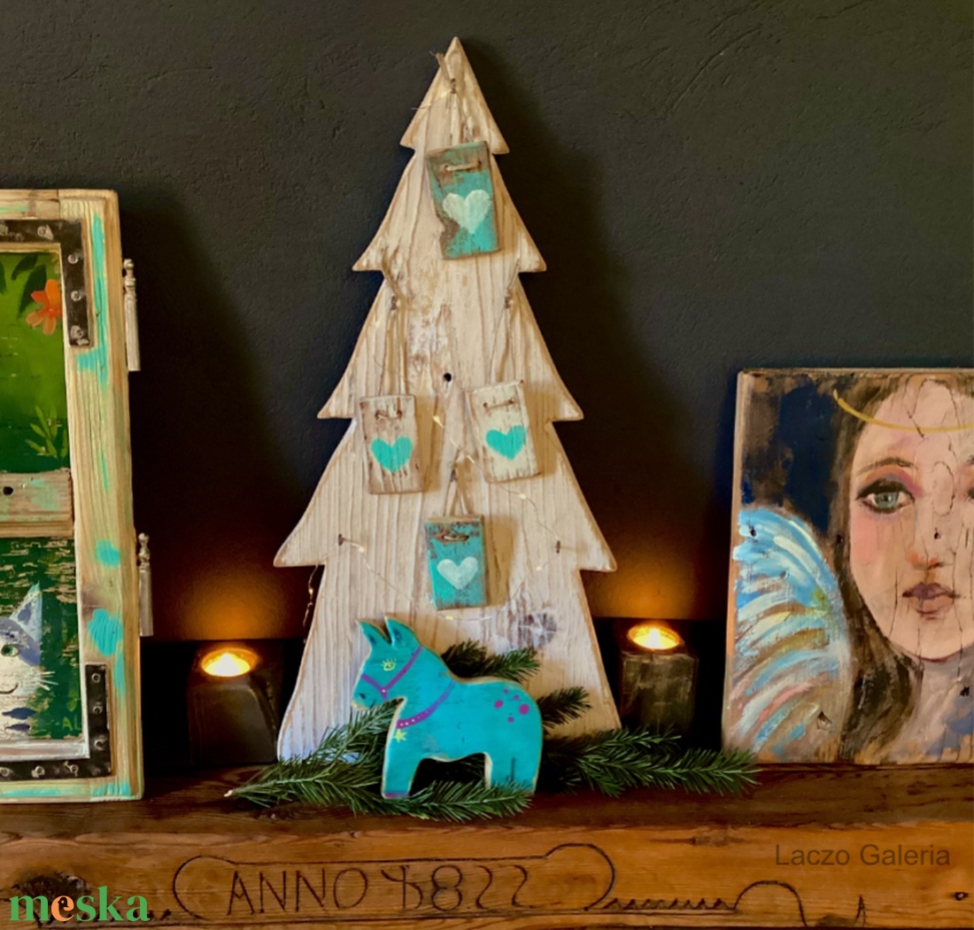 Rusztikus karácsonyfa - Ajándék ötlet - Karácsonyfa akasztókkal - karácsony - karácsonyi lakásdekoráció - karácsonyfa, grincsfa - Meska.hu