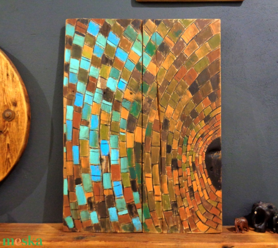 Mozaik - Rusztikus Fatábla, Ajándék ötlet - Egyedi Falidísz - otthon & életmód - dekoráció - fali és függő dekoráció - falra akasztható dekor - Meska.hu