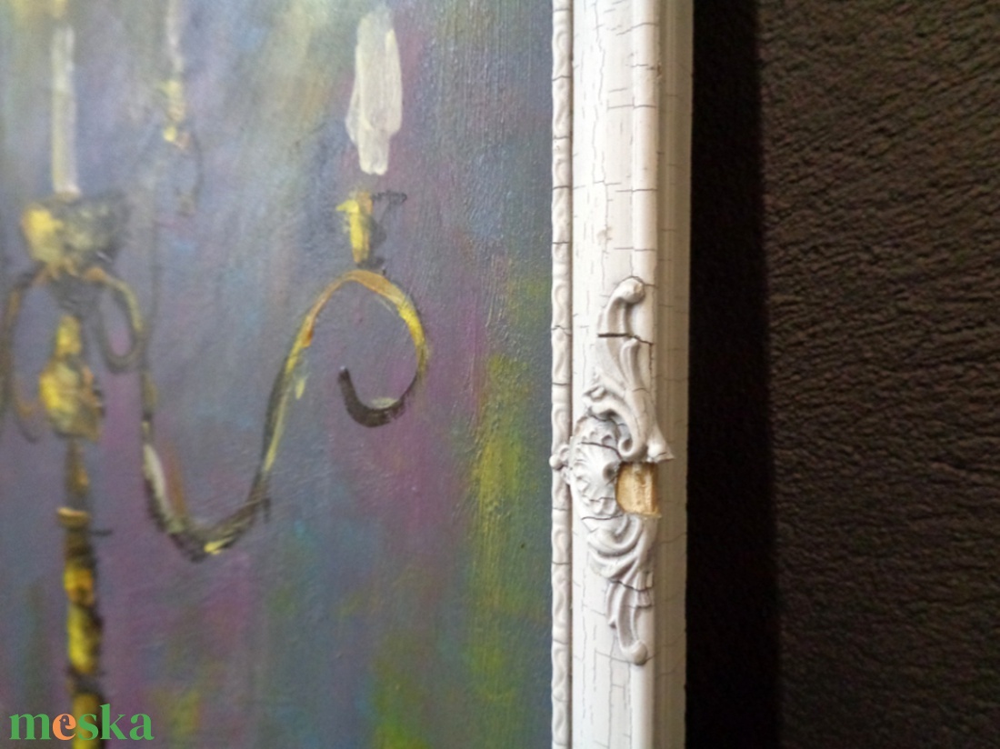 Gyertyafény - Laczó Ágnes kortárs festő/grafikus művész- Eredeti Akril Festmény, Falikép keretben - művészet - festmény - akril - Meska.hu