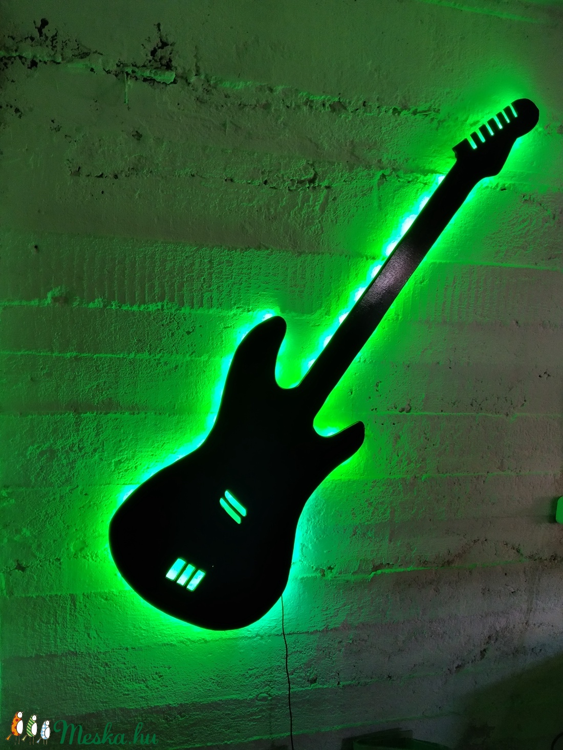 gitár, fali dekor, LED-es háttérfénnyel -  - Meska.hu
