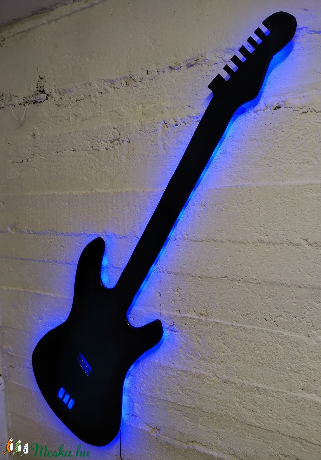 gitár, fali dekor, LED-es háttérfénnyel -  - Meska.hu