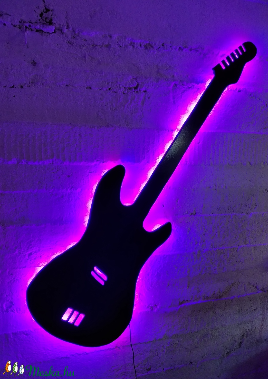 gitár, fali dekor, LED-es háttérfénnyel -  - Meska.hu