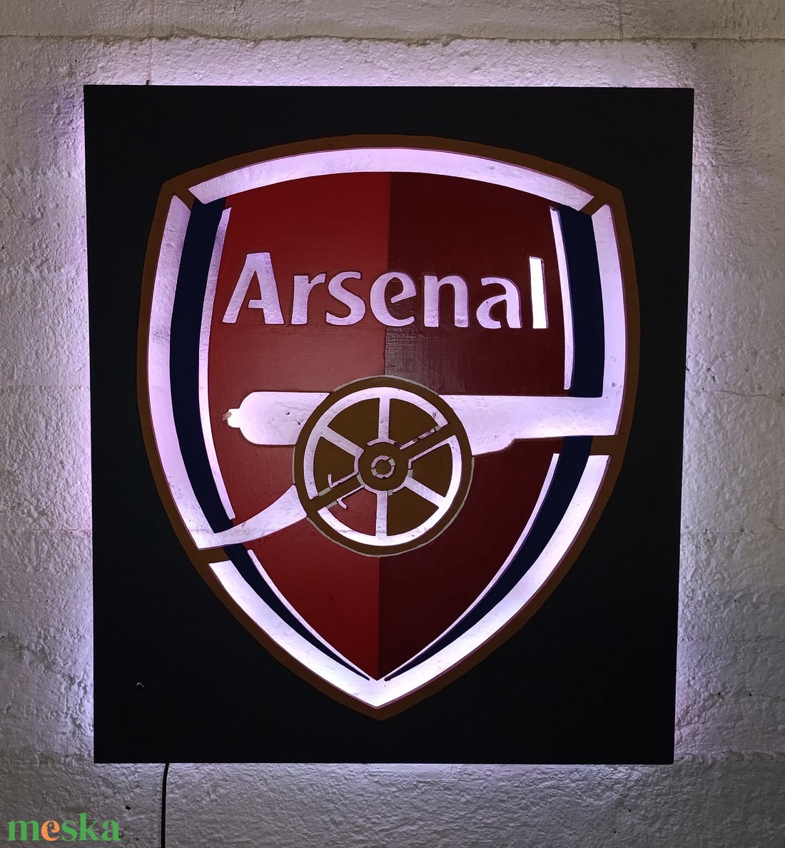 Arsenal - a fociklub rajongója falára, világító falikép - otthon & életmód - dekoráció - kép & falikép - fából készült kép - Meska.hu