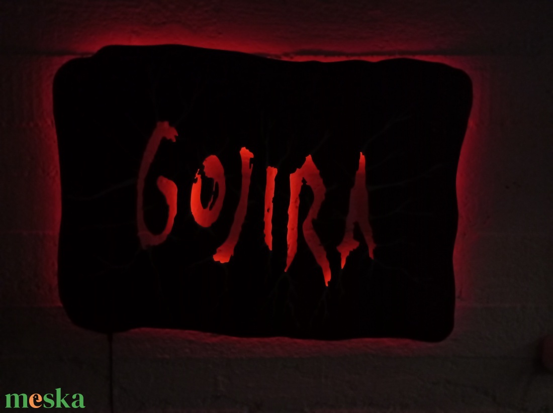 Gojira - rajongóknak készült világító falikép - otthon & életmód - dekoráció - kép & falikép - fából készült kép - Meska.hu