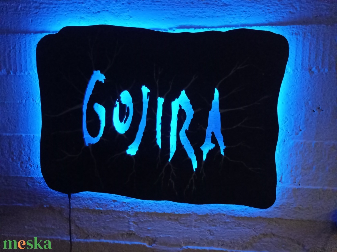 Gojira - rajongóknak készült világító falikép - otthon & életmód - dekoráció - kép & falikép - fából készült kép - Meska.hu