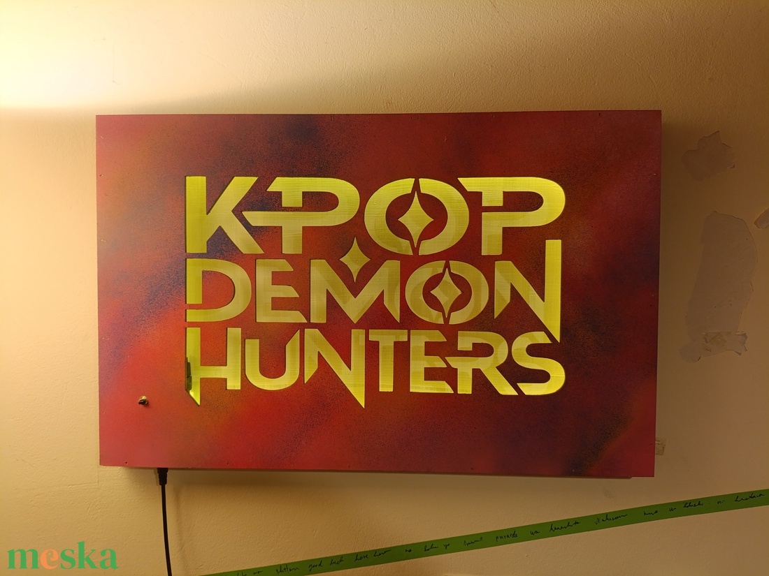 K-Pop Demon Hunters világító falikép  - otthon & életmód - dekoráció - kép & falikép - fából készült kép - Meska.hu