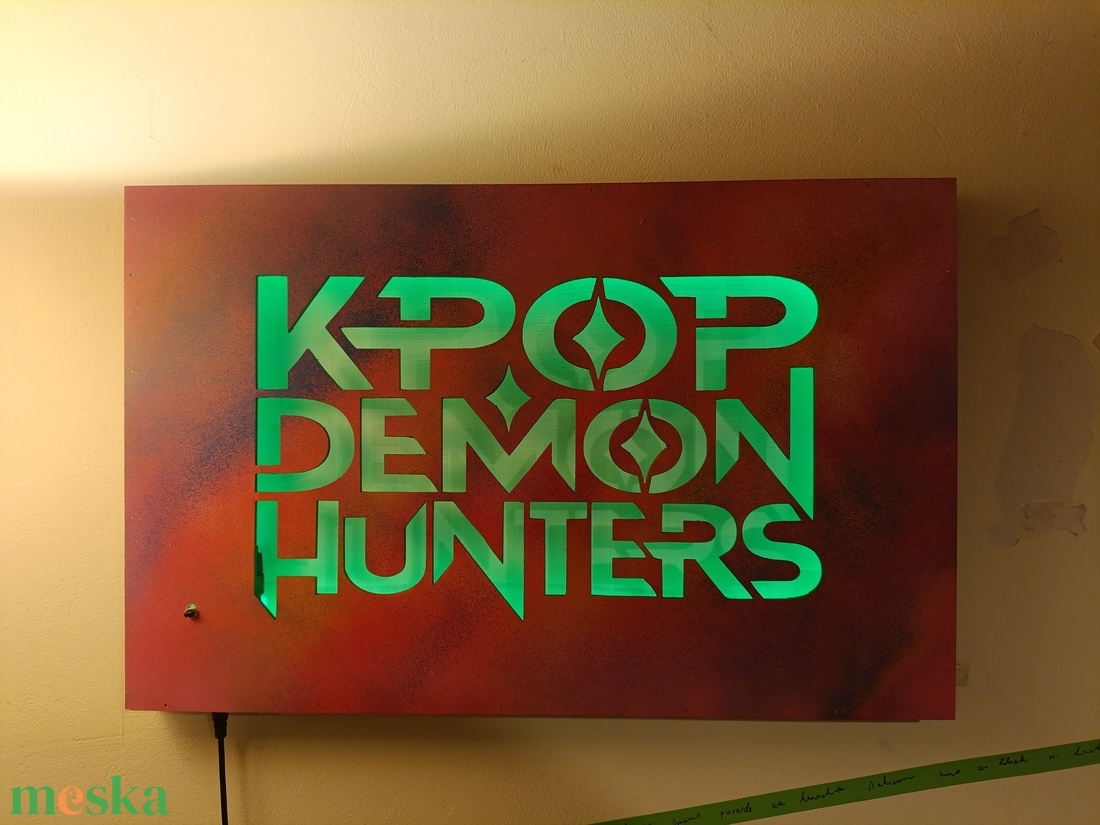 K-Pop Demon Hunters világító falikép  - otthon & életmód - dekoráció - kép & falikép - fából készült kép - Meska.hu