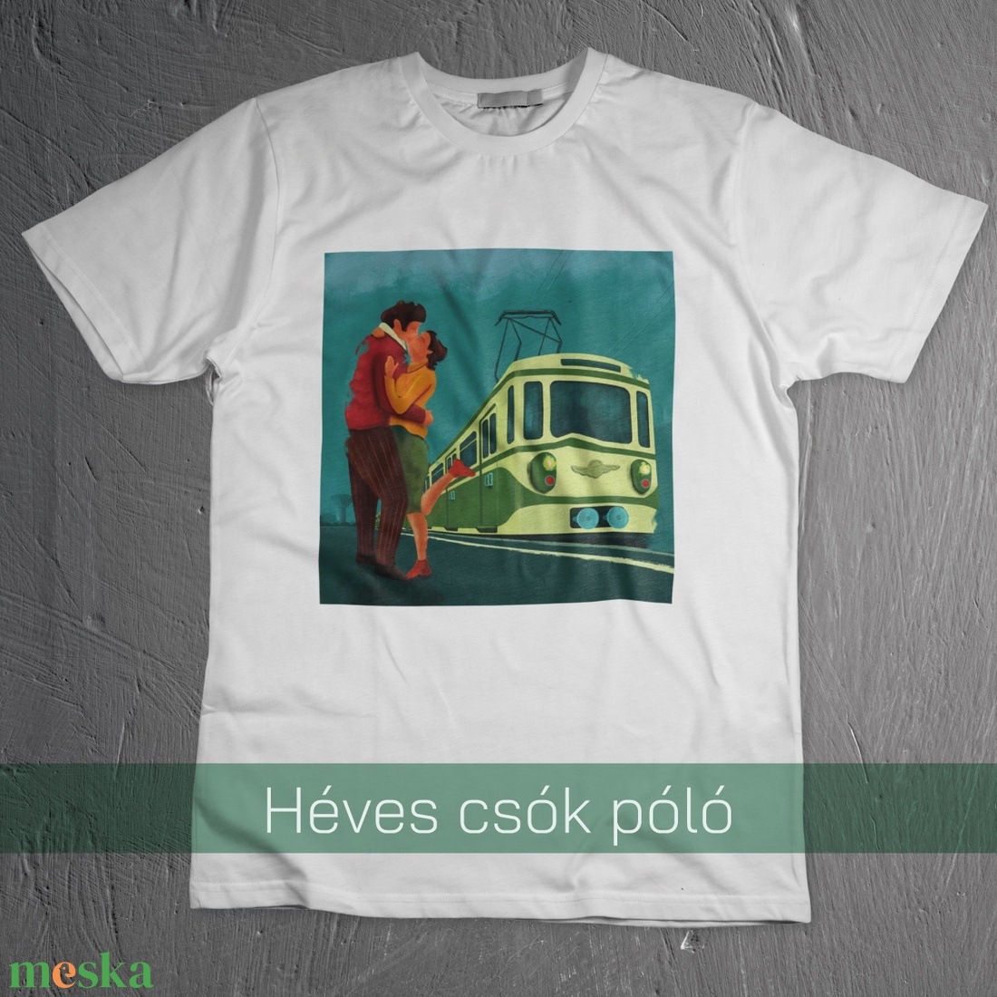 Heves csók a hév megállóban - póló  - ruha & divat - férfi ruha - póló - Meska.hu