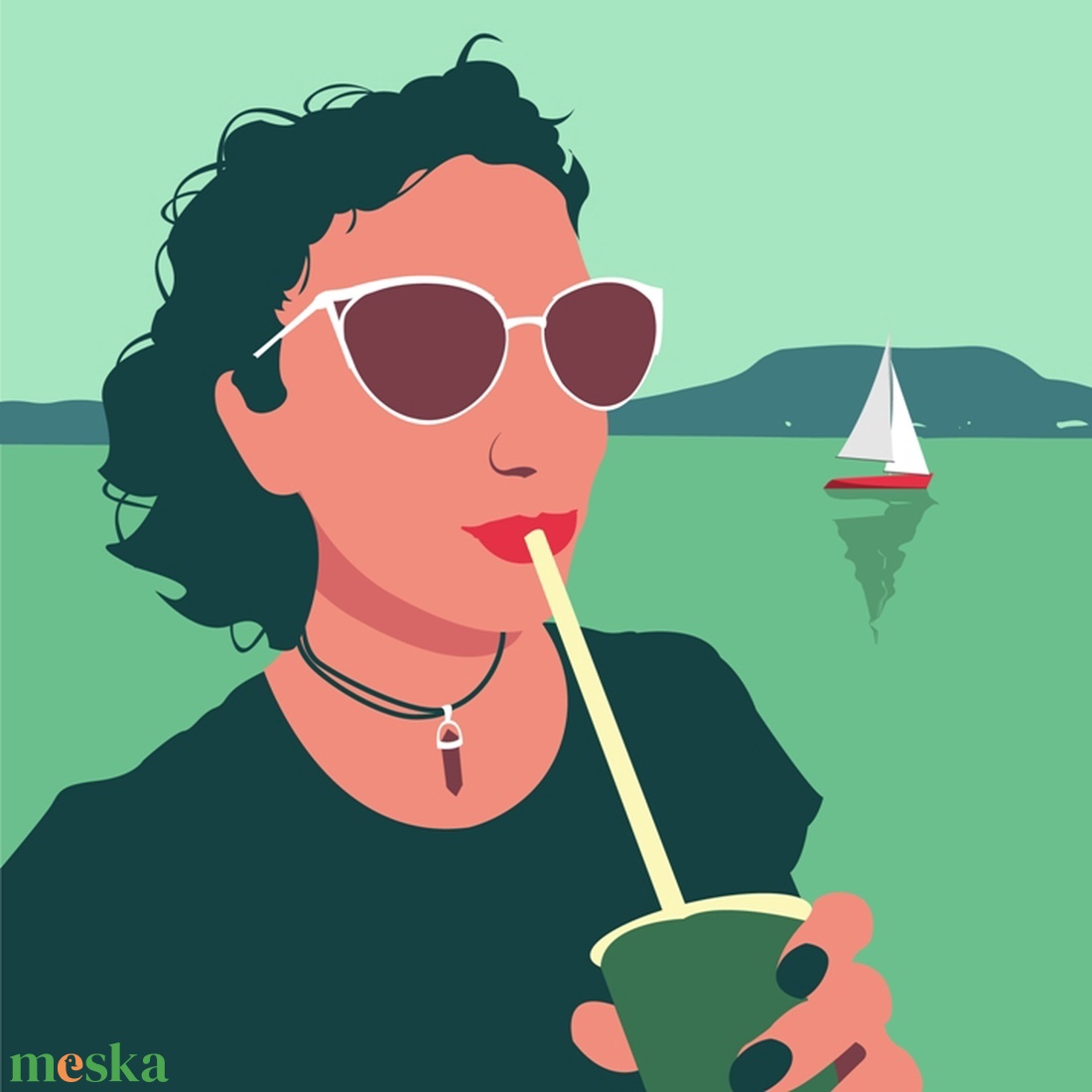 Koktél a Balcsin - póló  - ruha & divat - férfi ruha - póló - Meska.hu