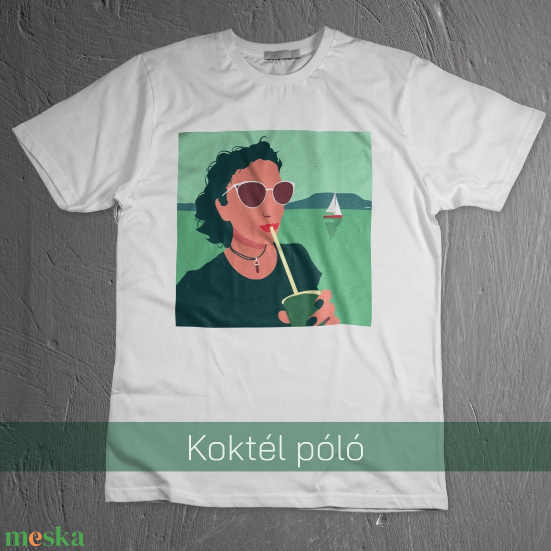 Koktél a Balcsin - póló  - ruha & divat - férfi ruha - póló - Meska.hu