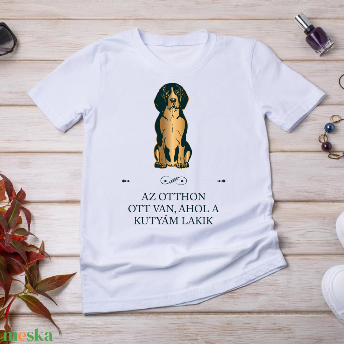 BEAGLE - Az otthon ott van, ahol a kutyám lakik - póló - ruha & divat - női ruha - póló, felső - Meska.hu