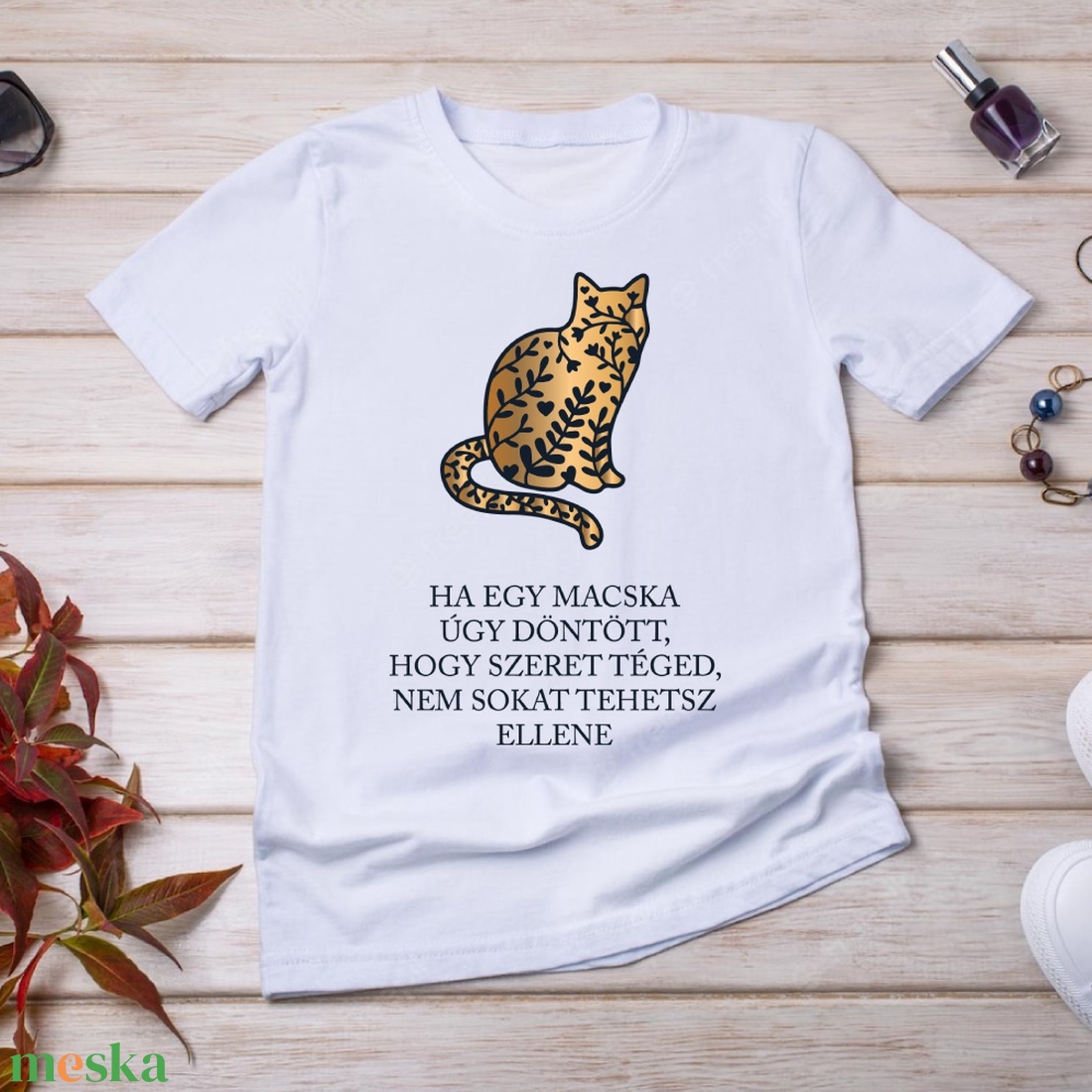 Macskadöntés... - macskás póló idézettel - ruha & divat - női ruha - póló, felső - Meska.hu