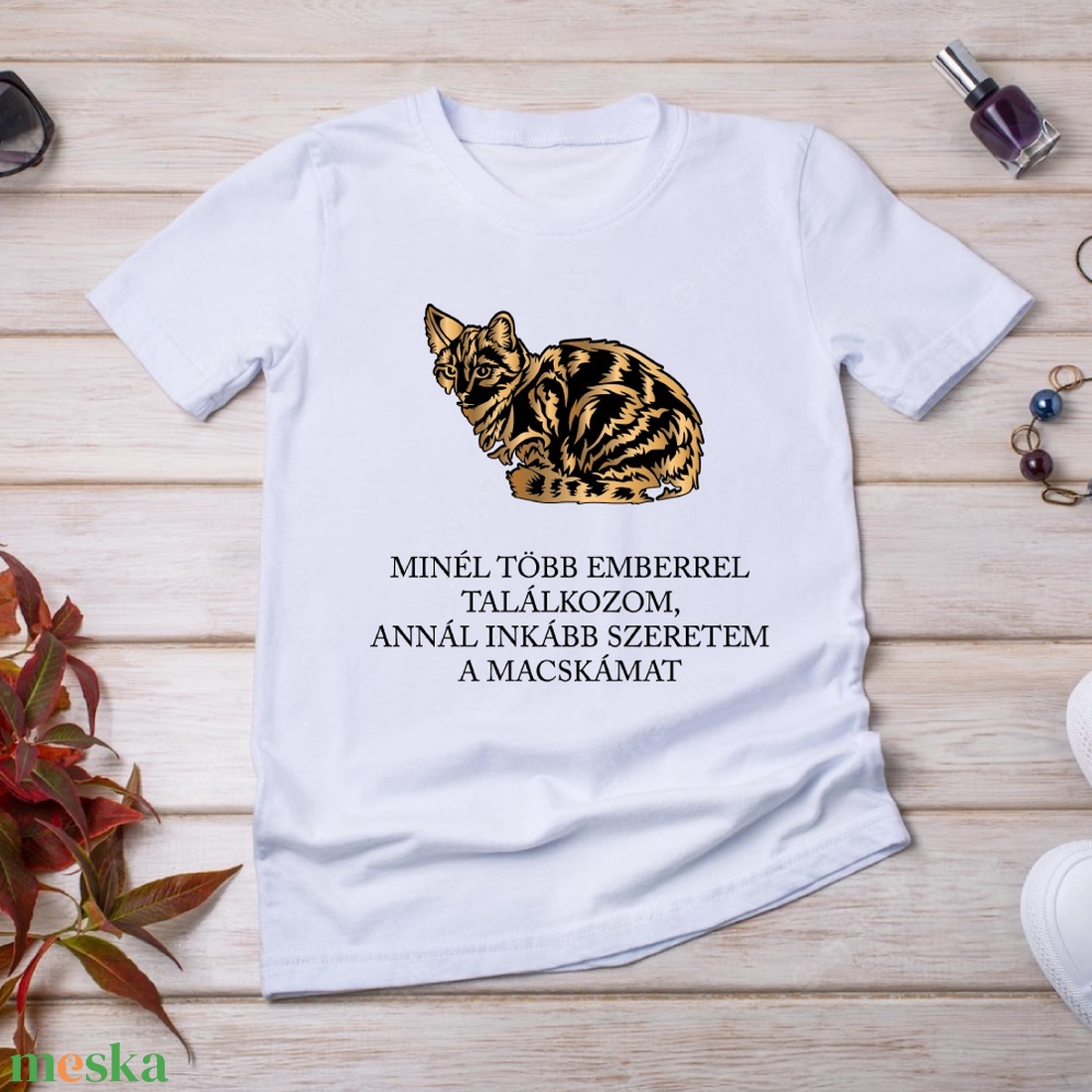 ...Annál jobban szeretem a macskámat - macskás póló idézettel - ruha & divat - női ruha - póló, felső - Meska.hu