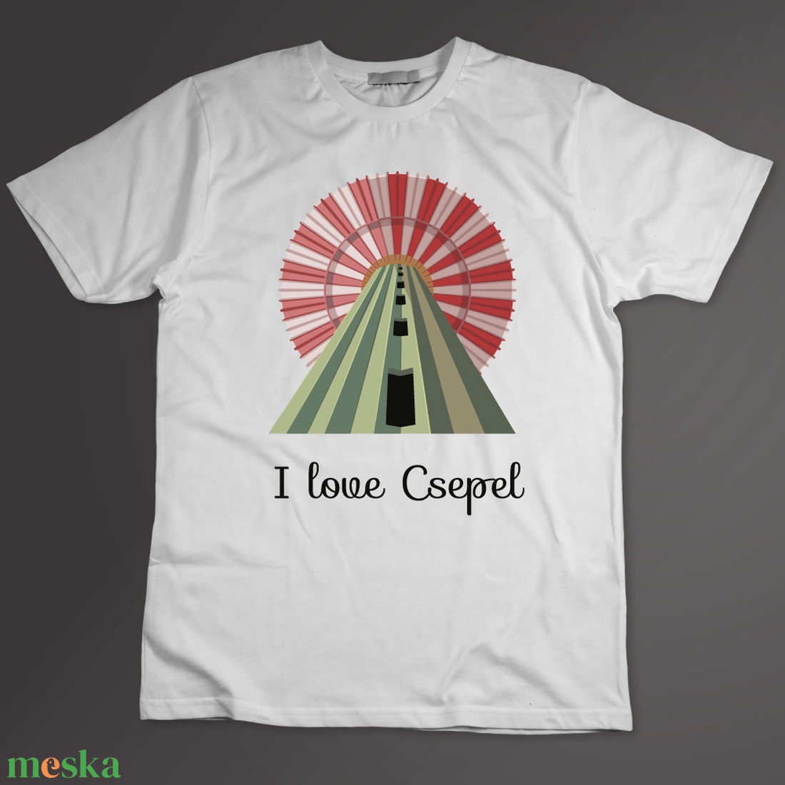 I love Csepel póló Víztorony grafikával - ruha & divat - férfi ruha - póló - Meska.hu