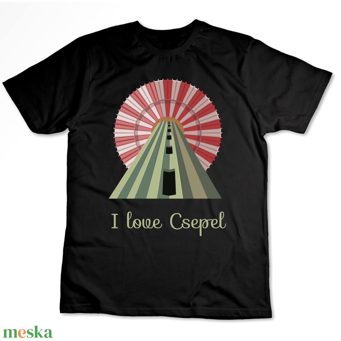 I love Csepel póló Víztorony grafikával - ruha & divat - férfi ruha - póló - Meska.hu