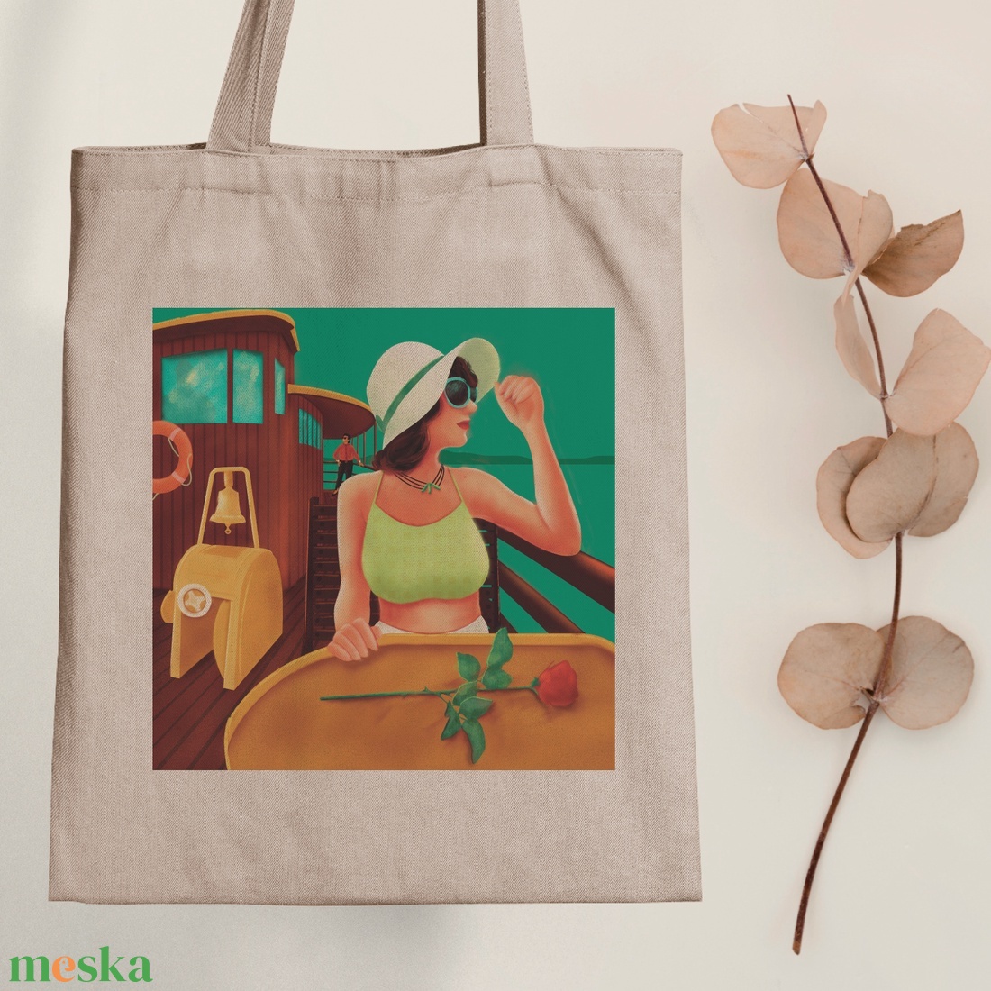 Randi a hajón - vászontáska - Farkas Benjamin - táska & tok - bevásárlás & shopper táska - shopper, textiltáska, szatyor - Meska.hu