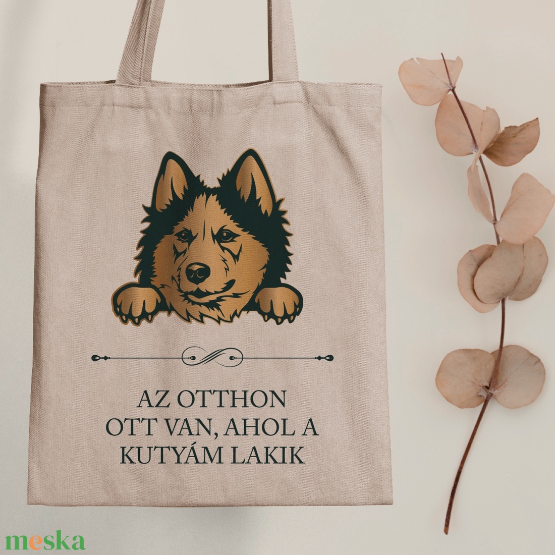 HUSKY - Az otthon ott van, ahol a kutyám lakik - vászontáska - táska & tok - bevásárlás & shopper táska - shopper, textiltáska, szatyor - Meska.hu