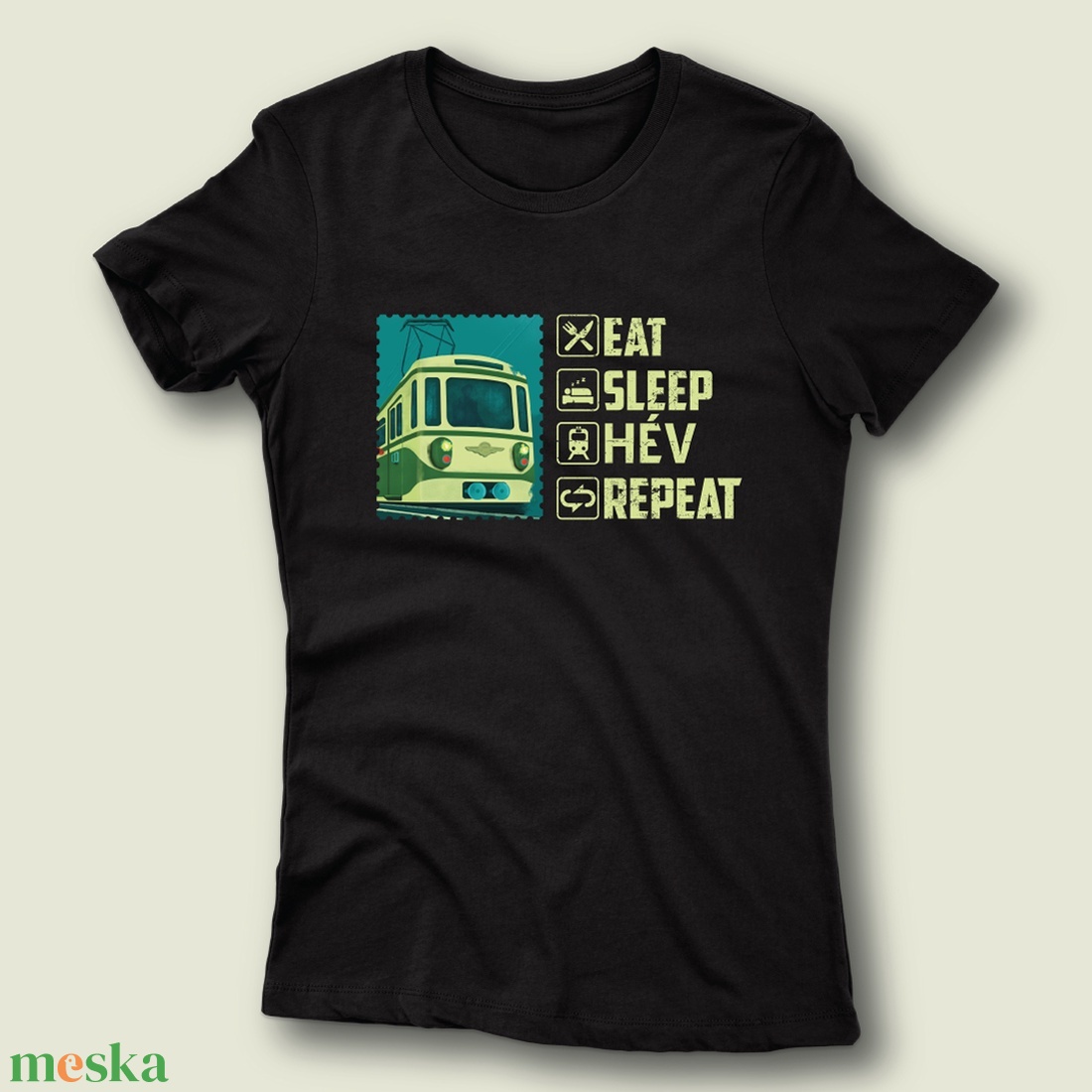 Eat Sleep HÉV Repeat - női póló - ruha & divat - női ruha - póló, felső - Meska.hu