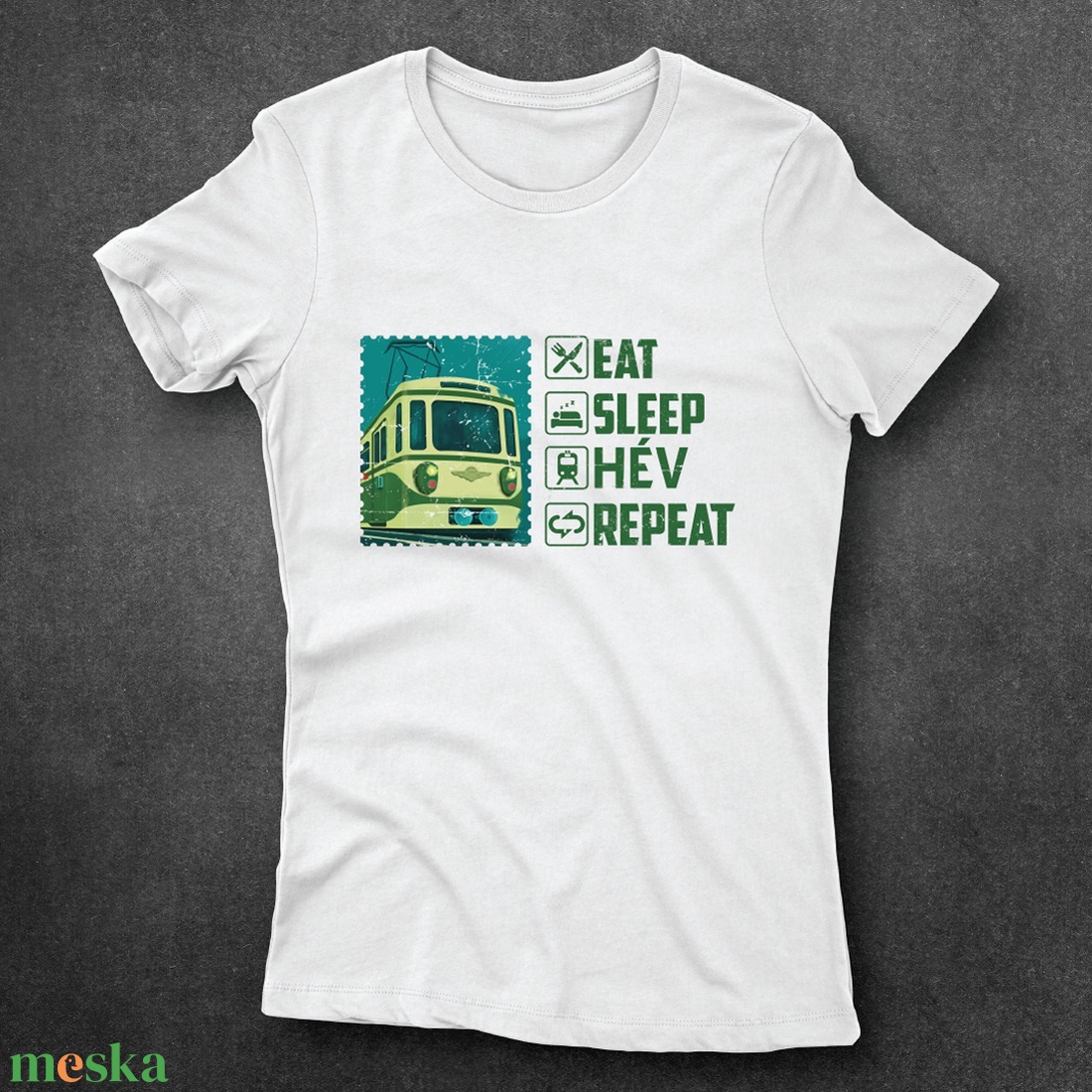 Eat Sleep HÉV Repeat - női póló - ruha & divat - női ruha - póló, felső - Meska.hu