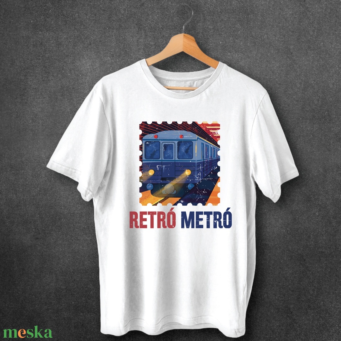 Retró Metró feliratos - férfi póló - ruha & divat - férfi ruha - póló - Meska.hu