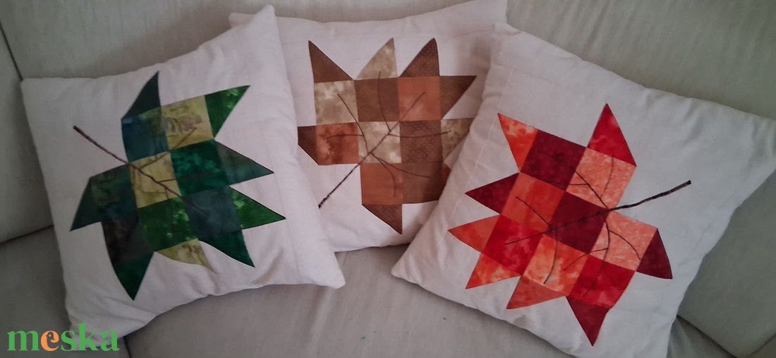 Őszi leveles párna foltvarrással - készlet - diy (csináld magad) - szabásminta, útmutató - varrás minták - Meska.hu Őszi leveles párna foltvarrással - készlet - diy (csináld magad) - szabásminta, útmutató - varrás minták - Meska.hu