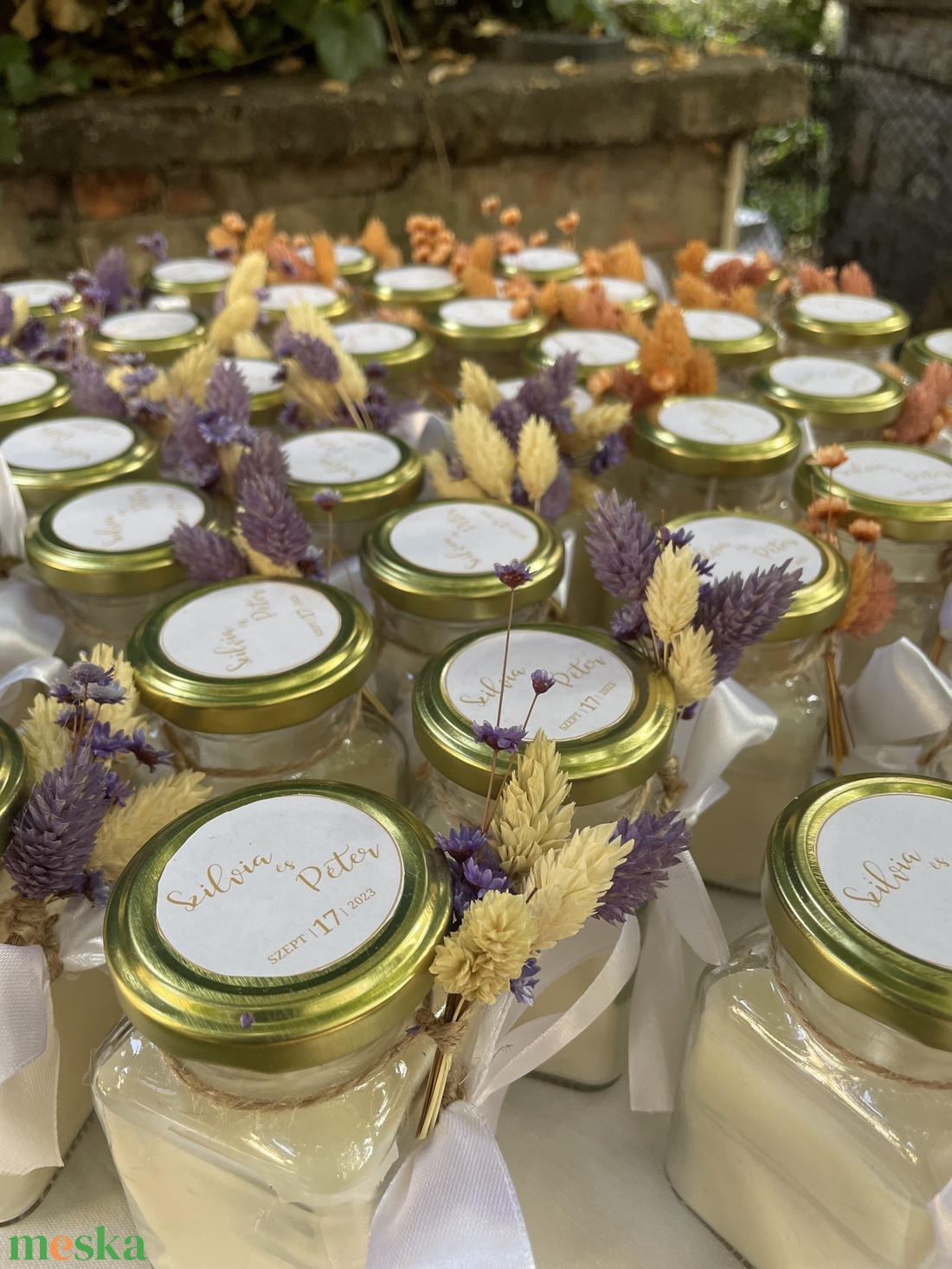 Esküvői köszönőajándék szójagyertya üvegben-személyre szabható monogrammal - esküvő - emlék & ajándék - köszönőajándék - Meska.hu