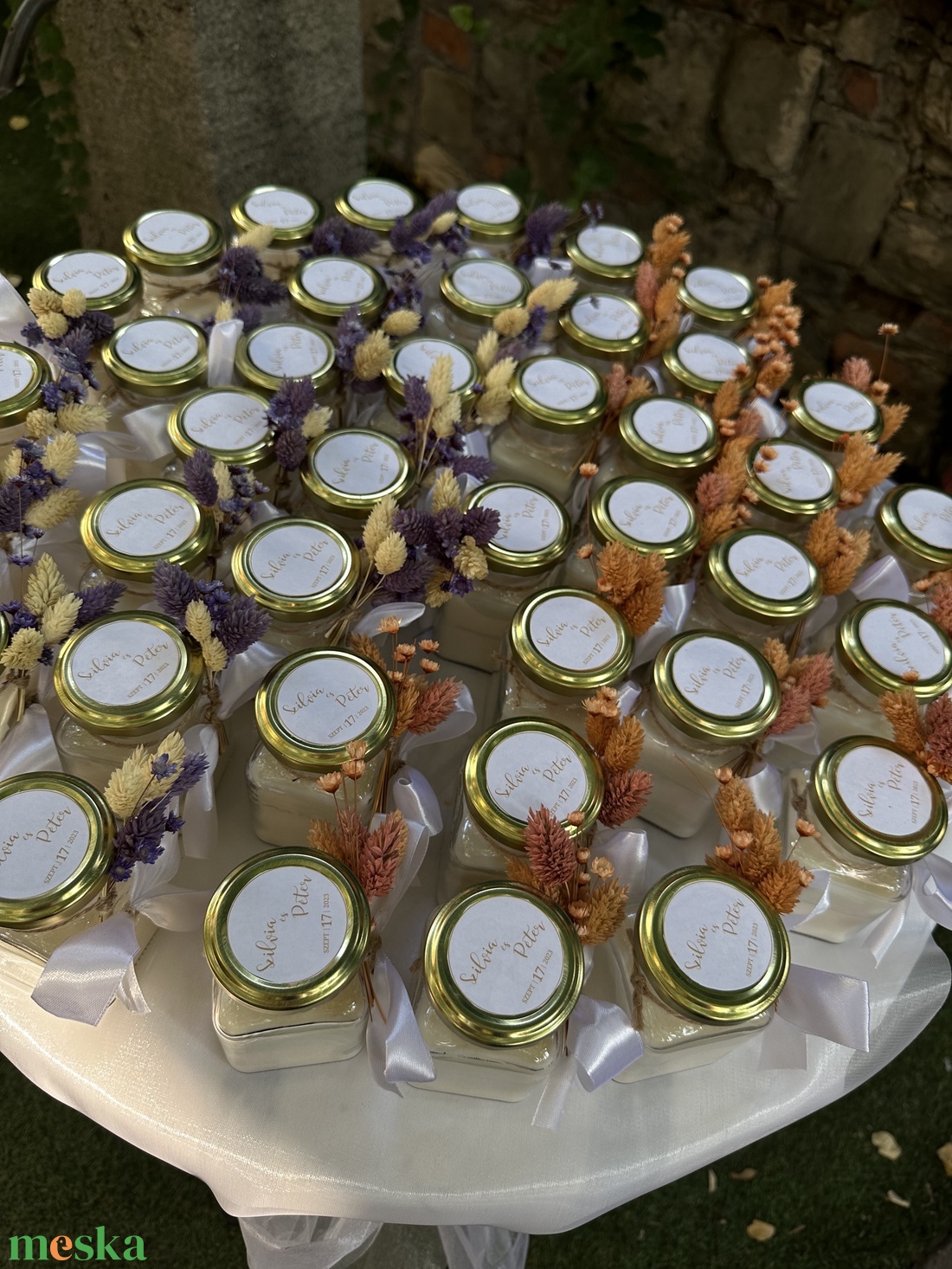 Esküvői köszönőajándék szójagyertya üvegben-személyre szabható monogrammal - esküvő - emlék & ajándék - köszönőajándék - Meska.hu