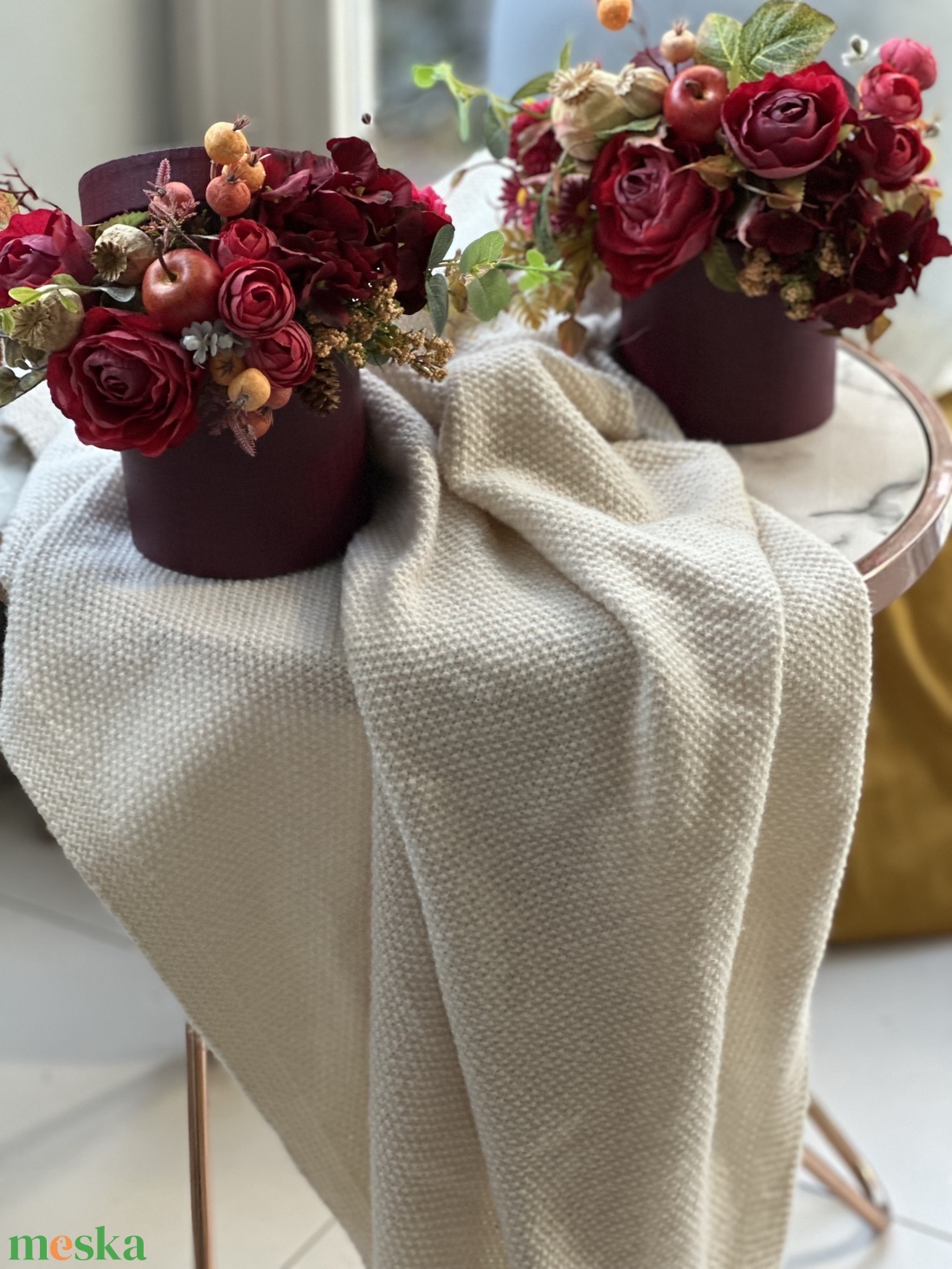 Őszi hangulat selyemvirág box-mákgubóval és almával - otthon & életmód - dekoráció - asztal és polc dekoráció - asztaldísz - Meska.hu