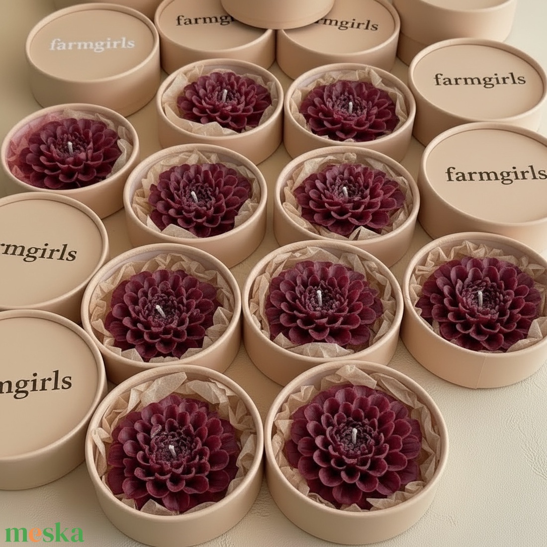 FLEUR BURGUNDY � virággyertya - esküvő - emlék & ajándék - köszönőajándék - Meska.hu