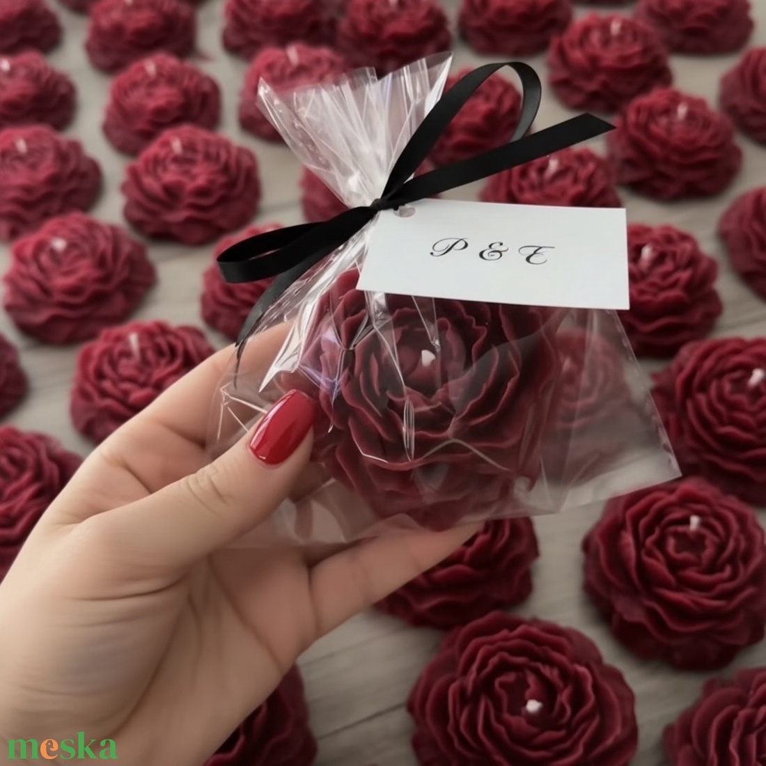 FLEUR BURGUNDY � virággyertya - esküvő - emlék & ajándék - köszönőajándék - Meska.hu